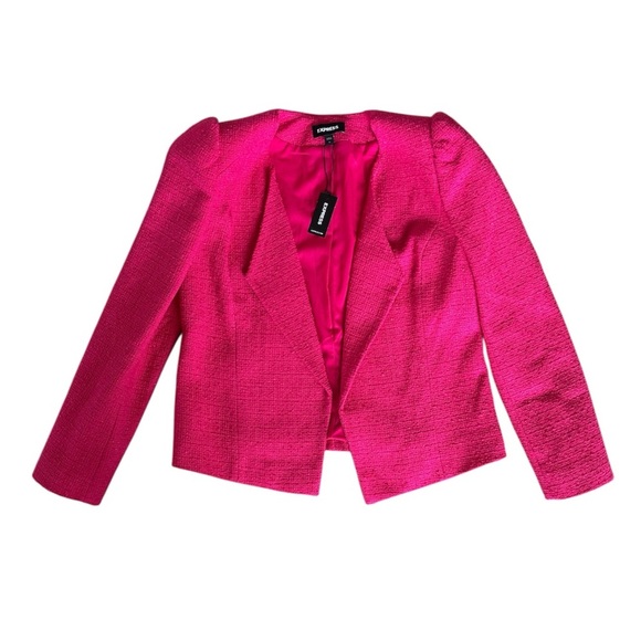 NWT $138 Express Hot Pink Blazer Business Casual Tweed Texture Jacket - Picture 1 of 10